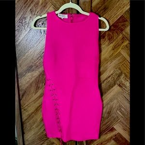 House of CB Lace-up Hot Pink Minidress